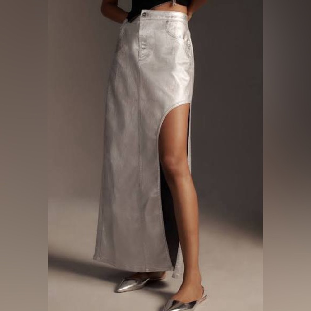Pilcro Asymmetrical Silver Skirt-size 4-NWT